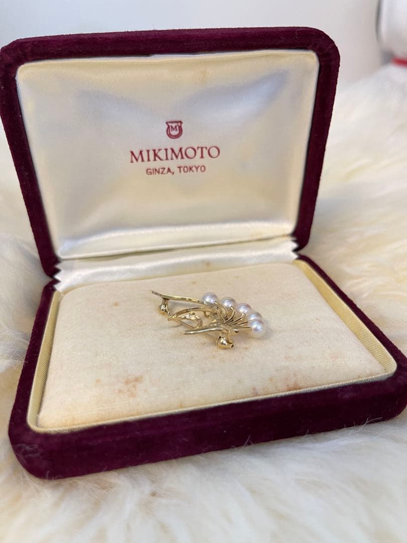 ミキモトMIKIMOTO パール K14 ゴールド　ブローチ