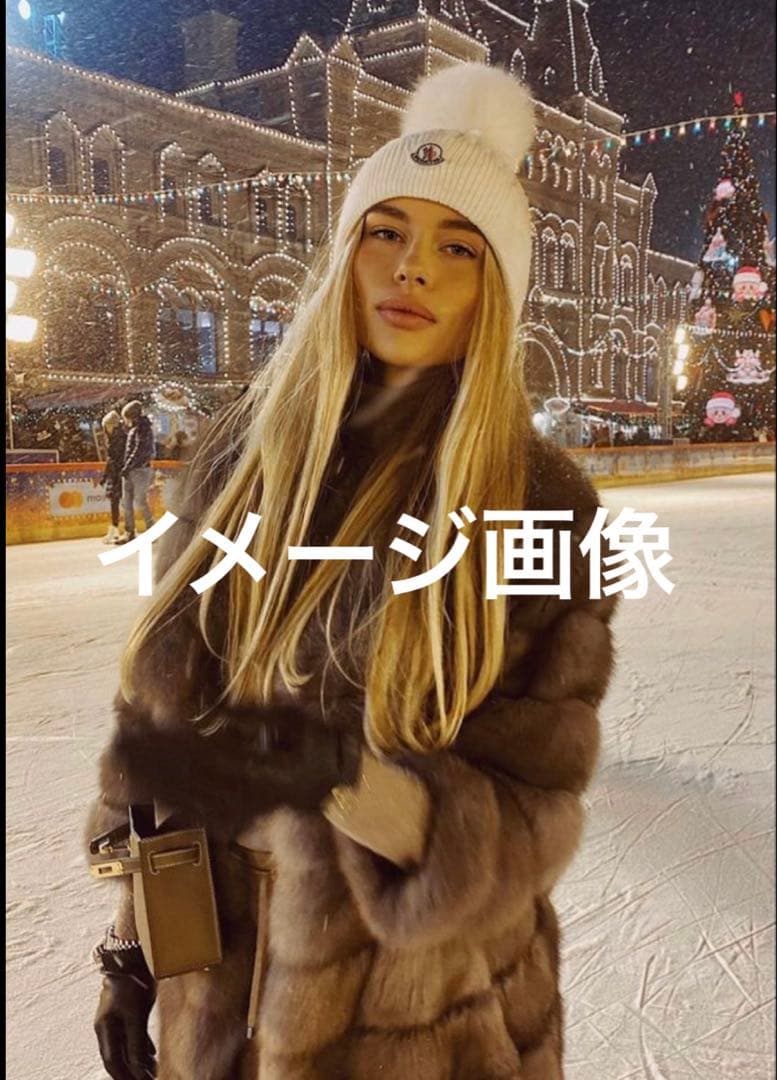 MONCLER アイボリー ケーブル編み ニット帽