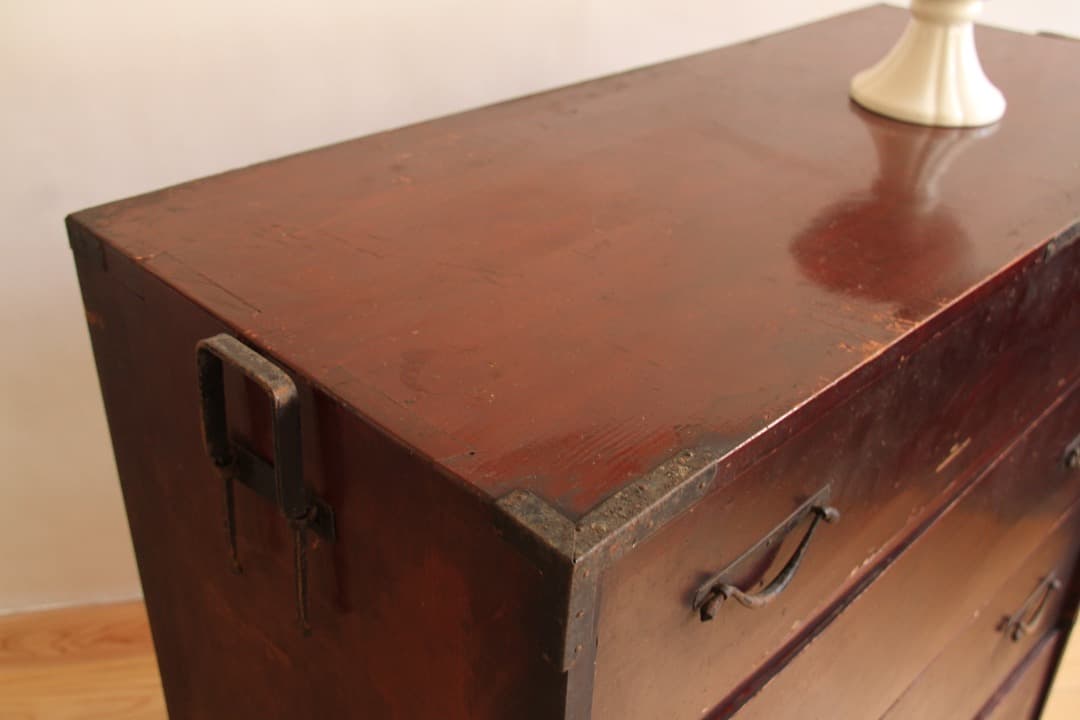 和箪笥　タンス　4段　ブラウン　古道具　古家具　ビンテージ　アンティーク