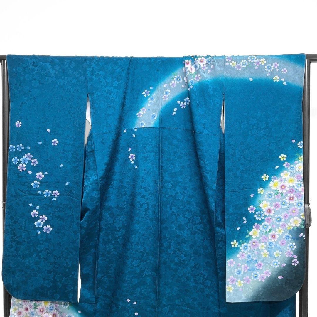 刺繍　花模様　桜花地紋　振袖　着物　013a p