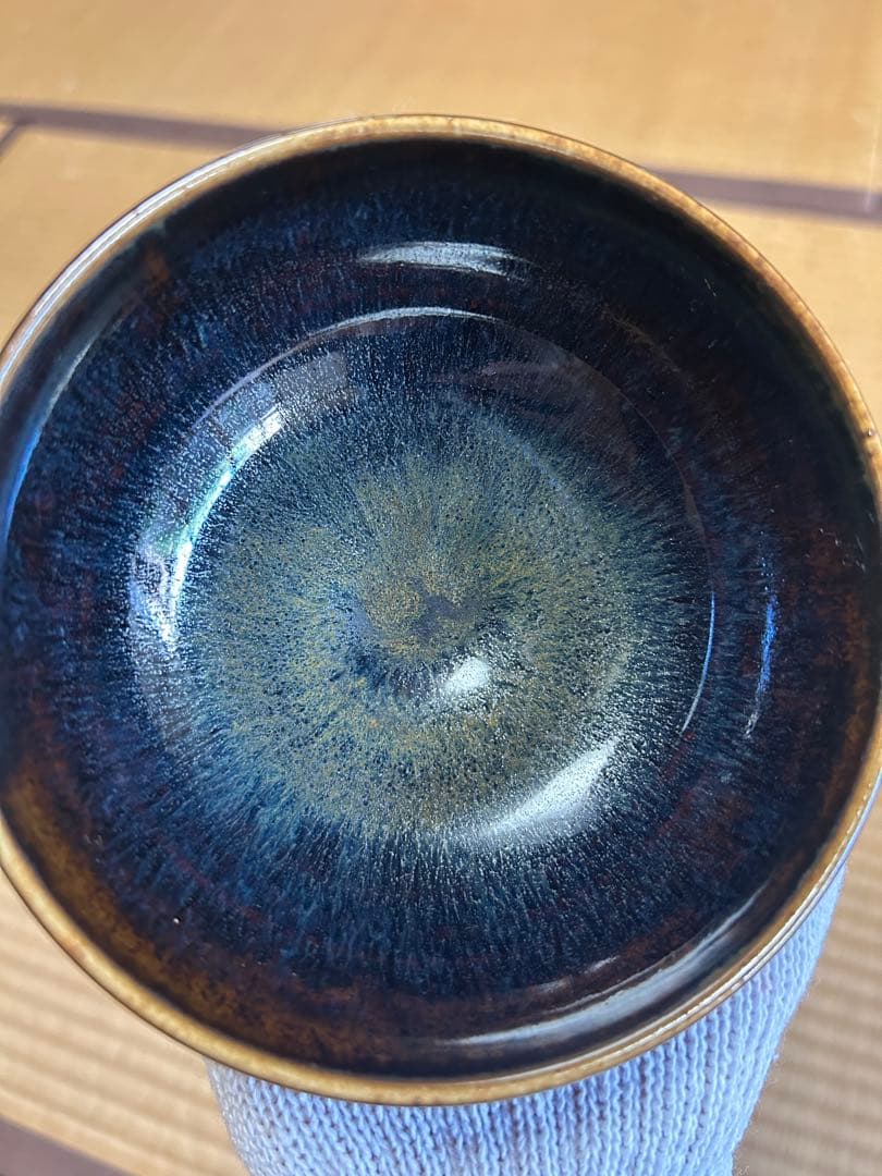 【天目夏茶碗 箱付き】 天目 茶碗 抹茶碗 茶道具 陶器 和食器 九谷焼 骨董