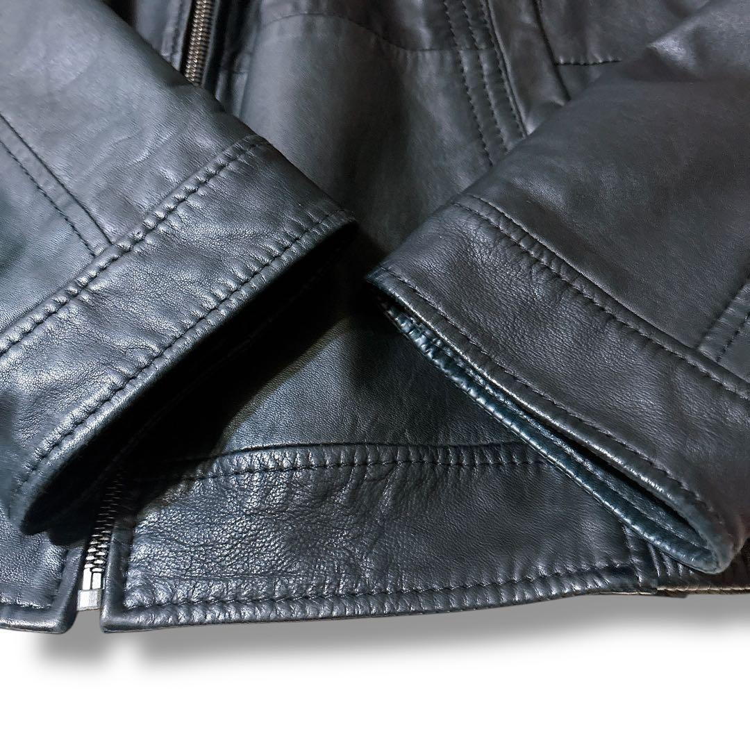 【極美品】HUGO BOSS　ラムレザー　ライダースジャケット　黒　48