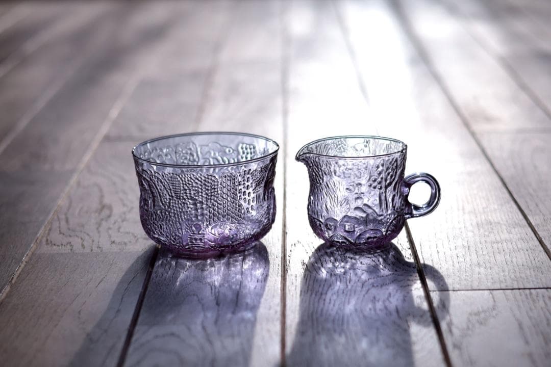 オイヴァトイッカ Fauna ガラスシュガーボウル&クリーマー 93781