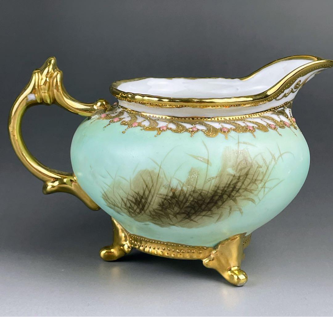 【訳有】オールドノリタケ フライングスワン ジュエル 脚付 クリーマー ジュール