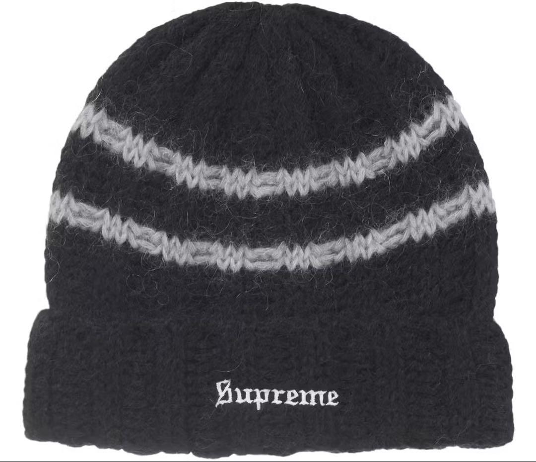 帽子 Supreme Brushed Stripe Beanie \"Black\"