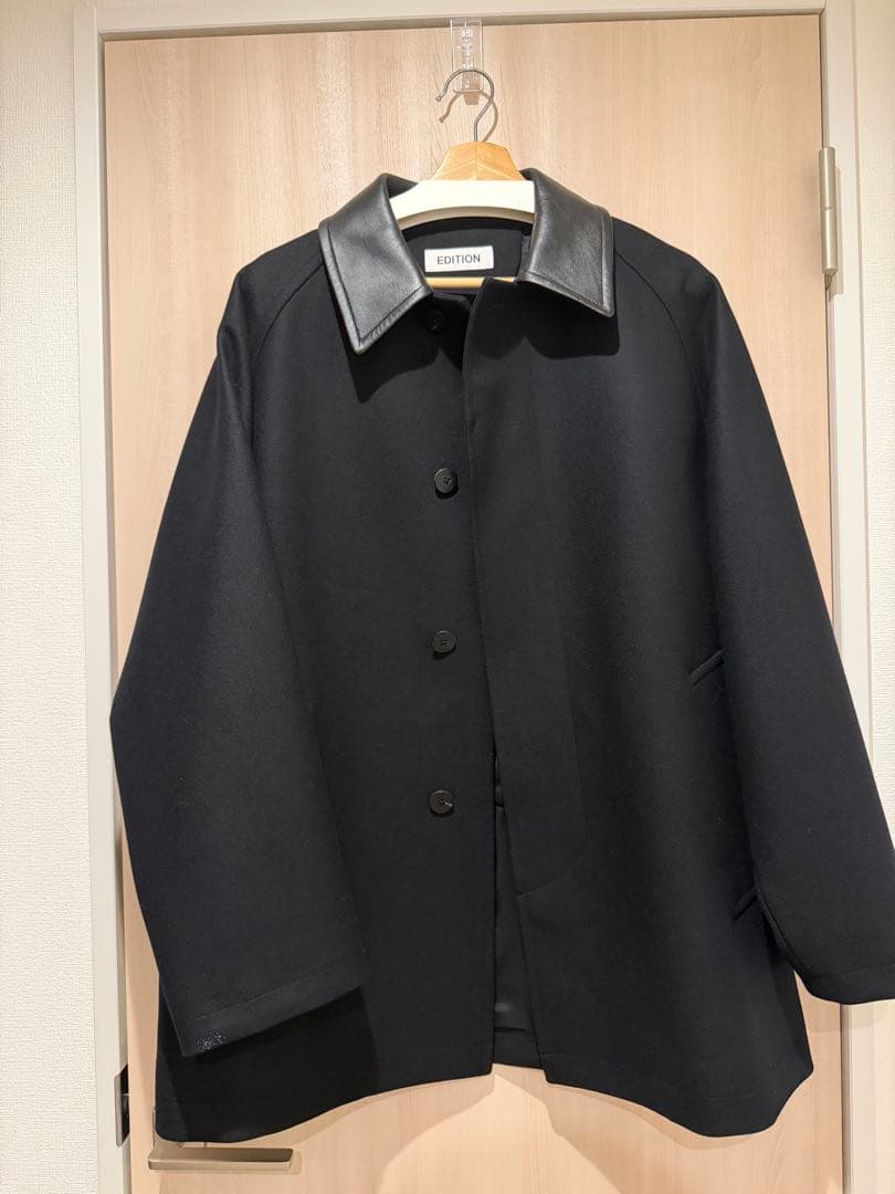 Edition Super120's ライトメルトンバルカマンコート ブラックS