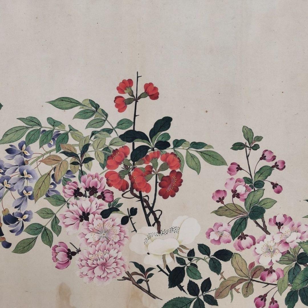 大型長巻 钱维城 万有同春 花鳥図 中国絵画 掛け軸 巻物 和室・床の間・玄関