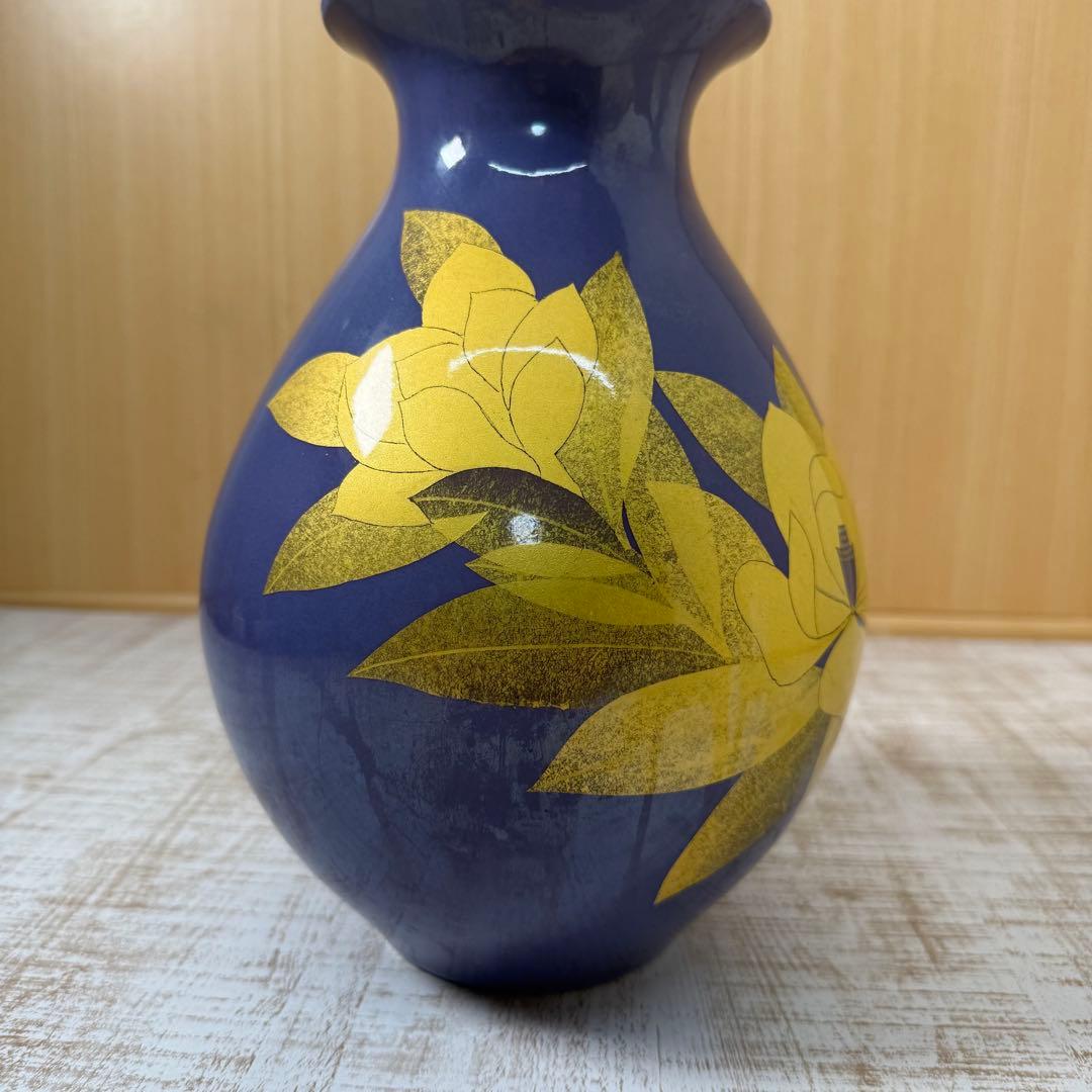 【珍色】 人間国宝 吉田美統『釉裏金彩 花瓶』本物保証