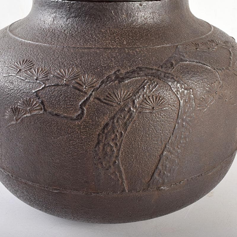 茶道具　釜師　宝積正一作　相生松紋　真形釜　共箱　M　4739B