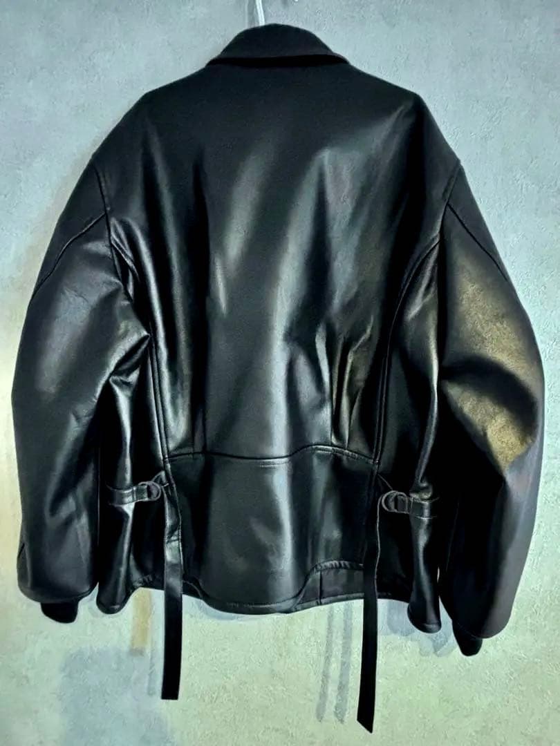 【新品】Y-3 ブラックレザージャケット【XL】
