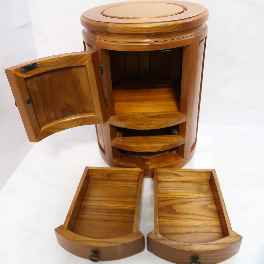 李朝家具 丸型スツール 小物入れ テーブル アンティーク チェスト 昭和 レトロ