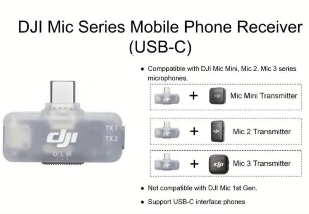 DJI mic Mini トランスミッター　Micシリーズ モバイル レシーバー