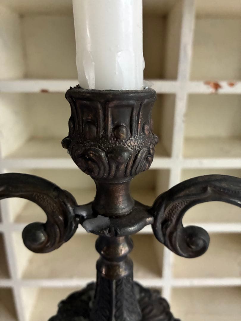 フランス/アンティーク/キャンドルホルダー瑪瑙石/真鍮