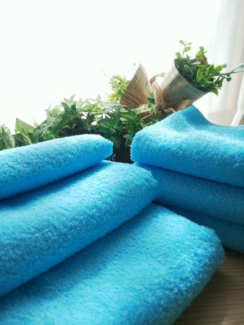 24枚組 新品泉州タオル 高級綿糸コーマコットンフェイスタオル【スカイブルー】