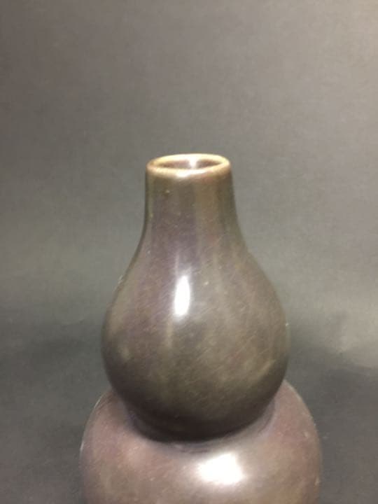 辰砂釉 三環花瓶  中国古玩