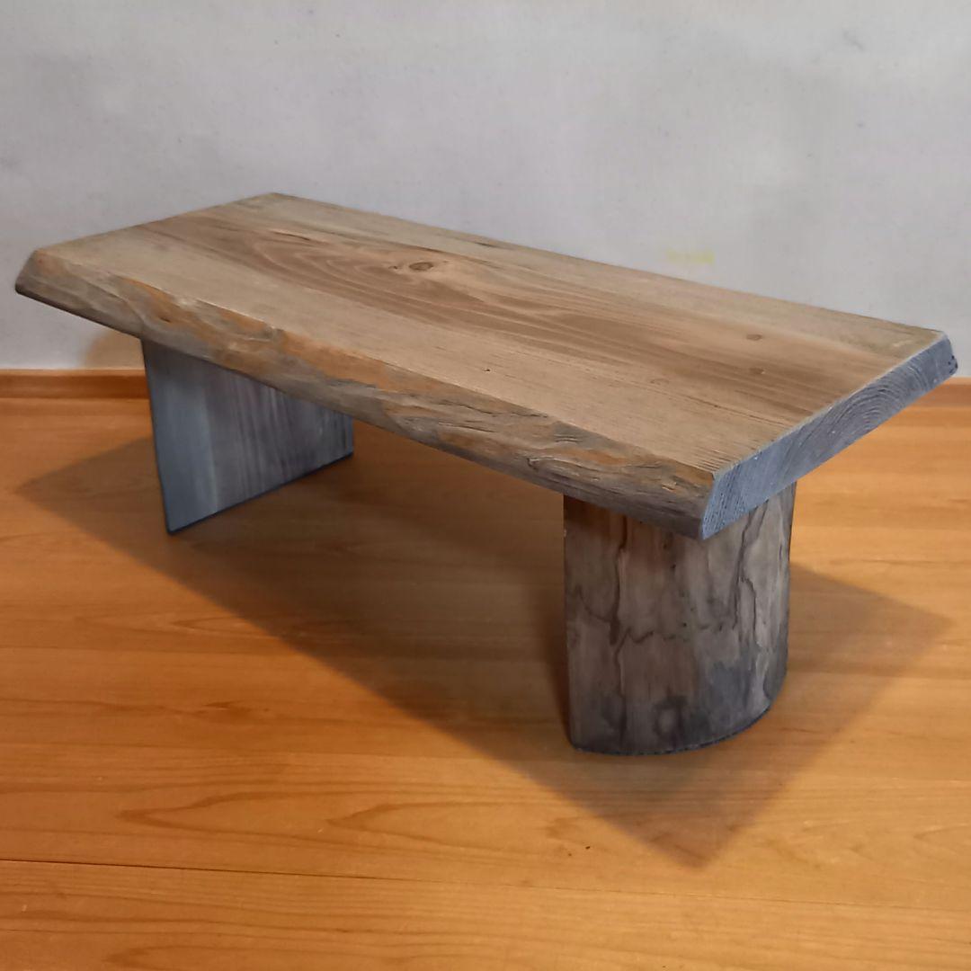 一点モノ　杉古材屋根材、梁使用リメイク品　スツールベンチハーフログ