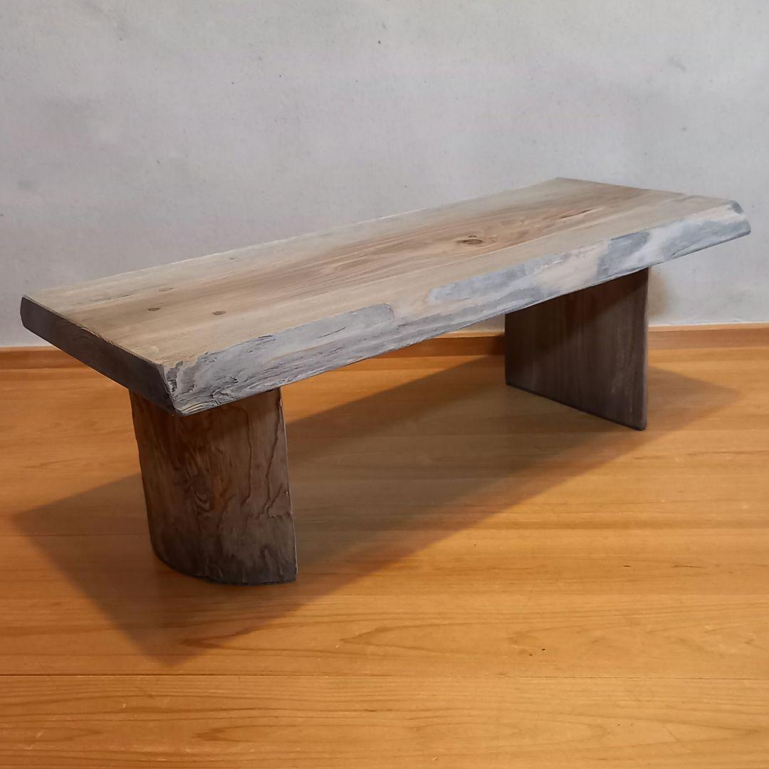 一点モノ　杉古材屋根材、梁使用リメイク品　スツールベンチハーフログ