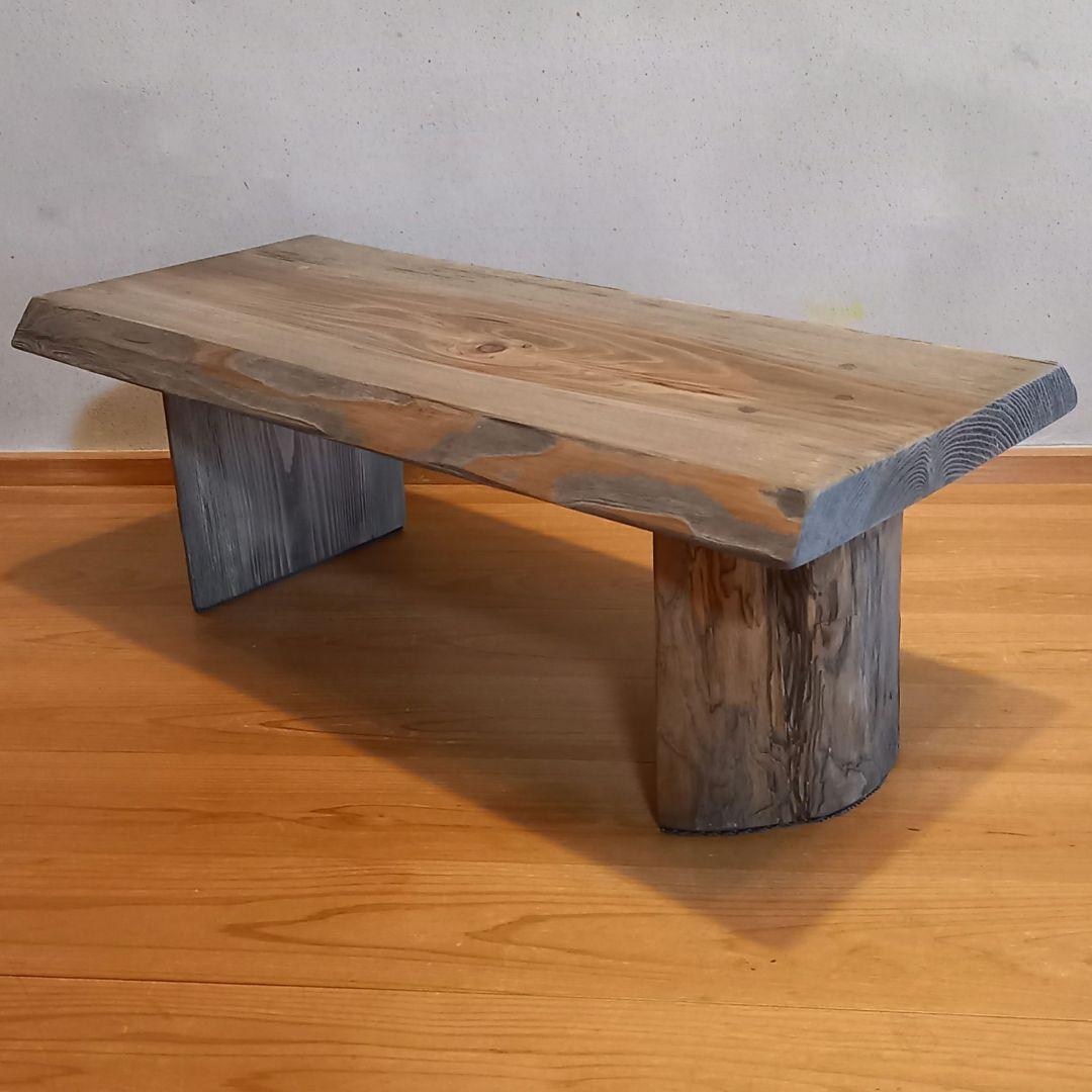 一点モノ　杉古材屋根材、梁使用リメイク品　スツールベンチハーフログ