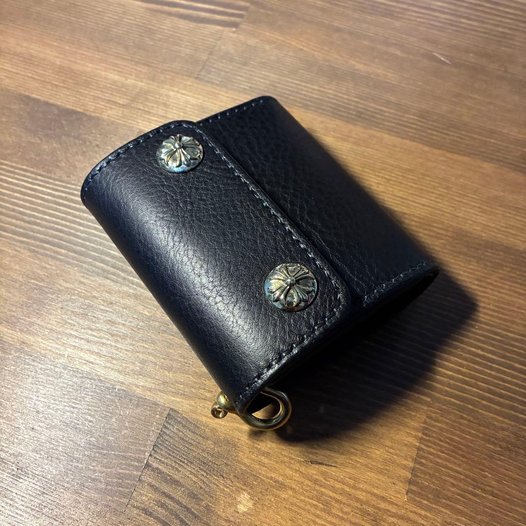 ショートトラッカーウォレット　イタリアンレザー　ネブラスカ　ブラック