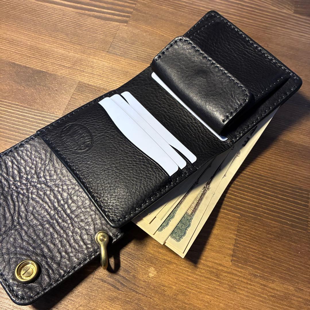 ショートトラッカーウォレット　イタリアンレザー　ネブラスカ　ブラック