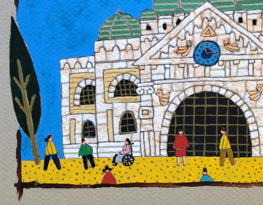 奥村ユズル　水彩画原画　メルボルンの鉄道駅