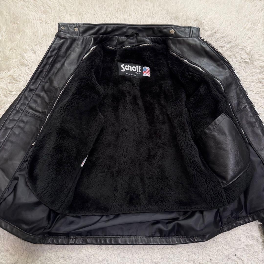美品Lサイズ相当　ショット　641 シングルライダースジャケット　ライナー付き