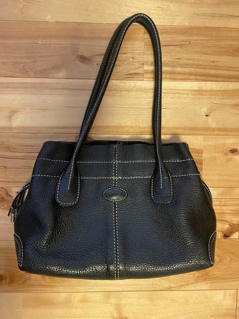 トッズ　バック　黒　レザー　手提げバック