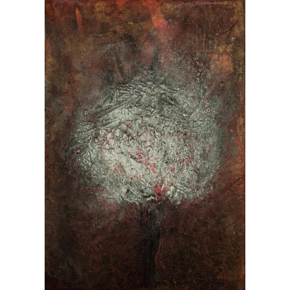 内野隆文　花　絵画　アクリル画　サムホール　現代美術　アート作品　額縁　真作