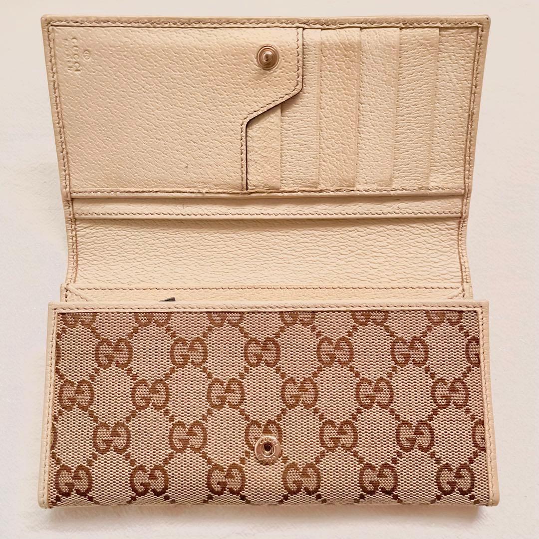 GUCCI グッチ 長財布 GGキャンバス ロゴプレート 折り財布 1219-④