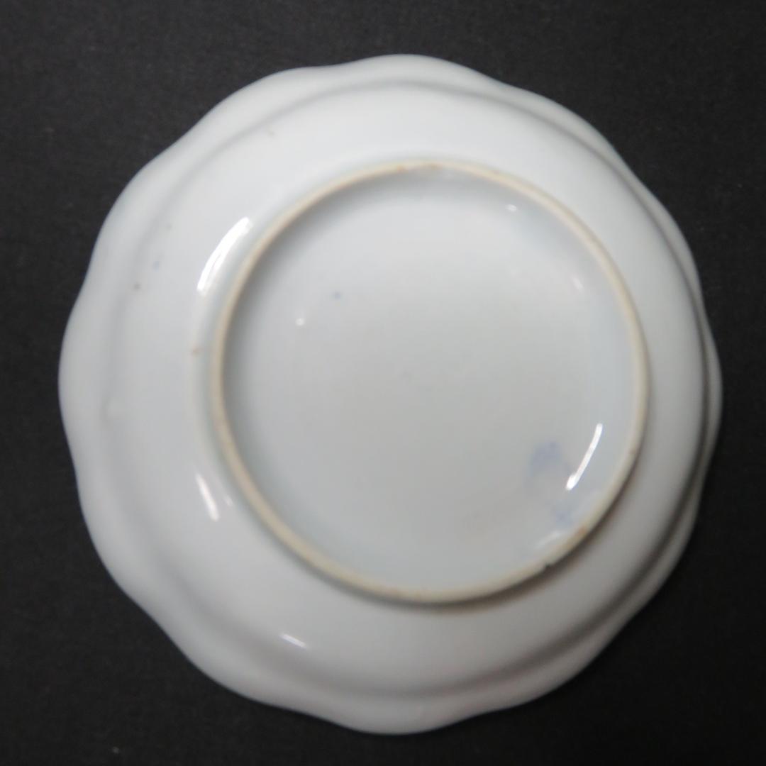 染付皿 4枚 扇子 小皿 江戸後期 訳アリ 窯傷 歪み 欠け