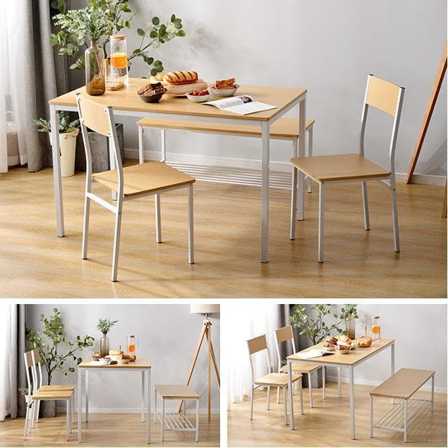 【ナチュラル】ダイニングテーブル 4点セット 木製 食卓テーブル 4人掛け 北欧