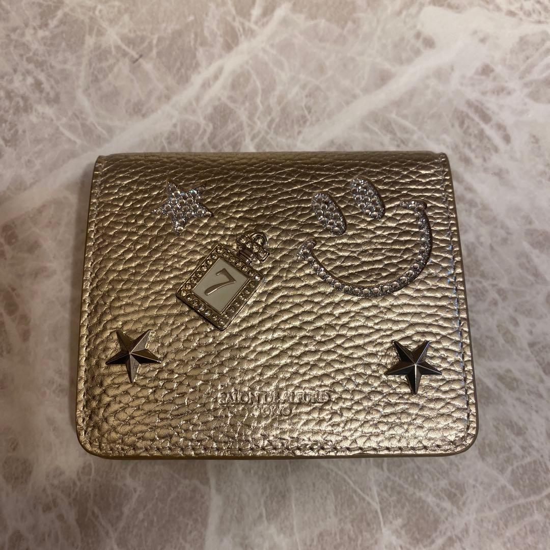 サロンドアルファード　ルクーチェ　二つ折りミニ財布　ゴールド　スマイル