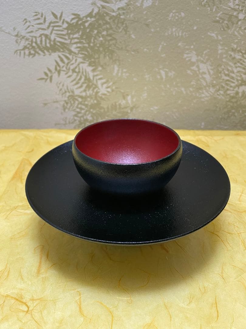 茶道具　天目台　山中塗　黒漆　乾漆　助田宗明作　桐共箱入り　裏千家