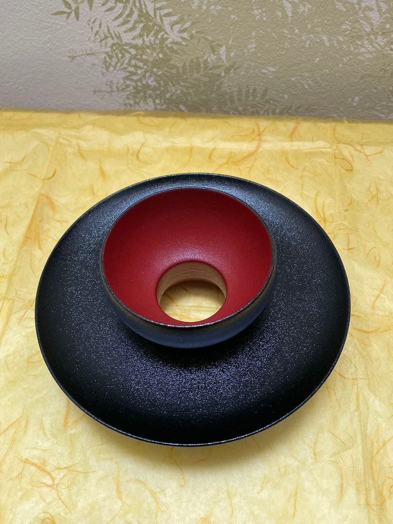 茶道具　天目台　山中塗　黒漆　乾漆　助田宗明作　桐共箱入り　裏千家