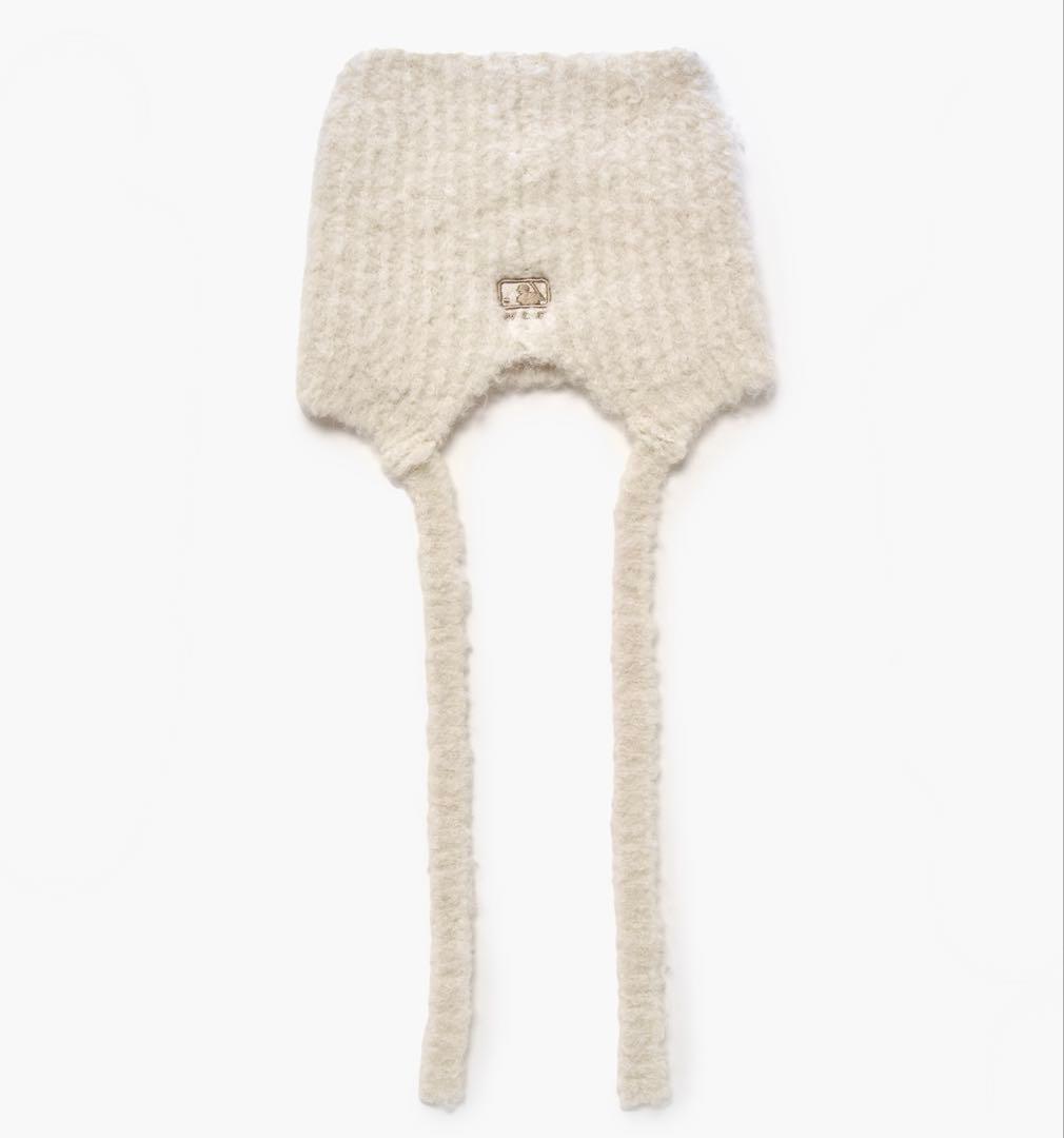 ラスト1点☆MLB Korea 猫耳 ミャオン ビーニー 紐付き 韓国限定 白