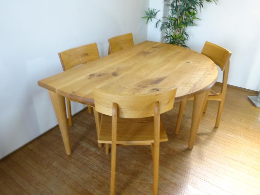 HIDA/飛騨産業　森のことば　ダイニング5点セット　半円形テーブル　展示品