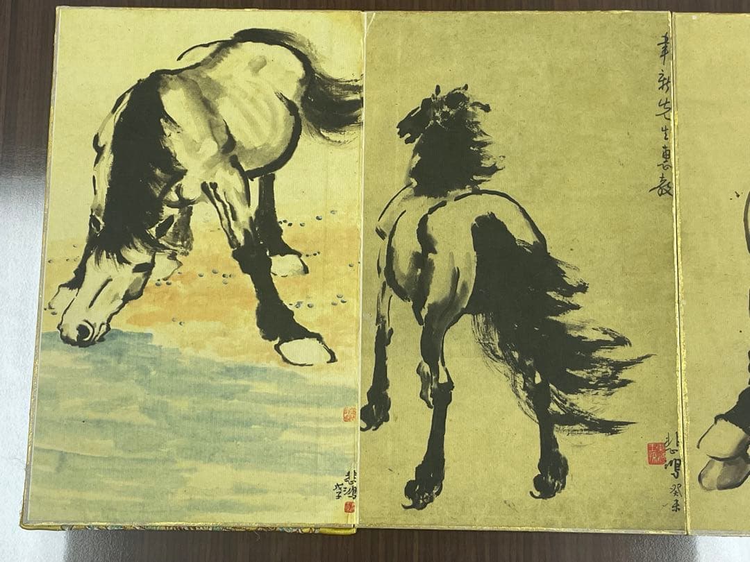 中国美術品・中国名家書画・徐悲鴻氏書画・十俊馬冊・掛け軸・書道・屏風掛軸