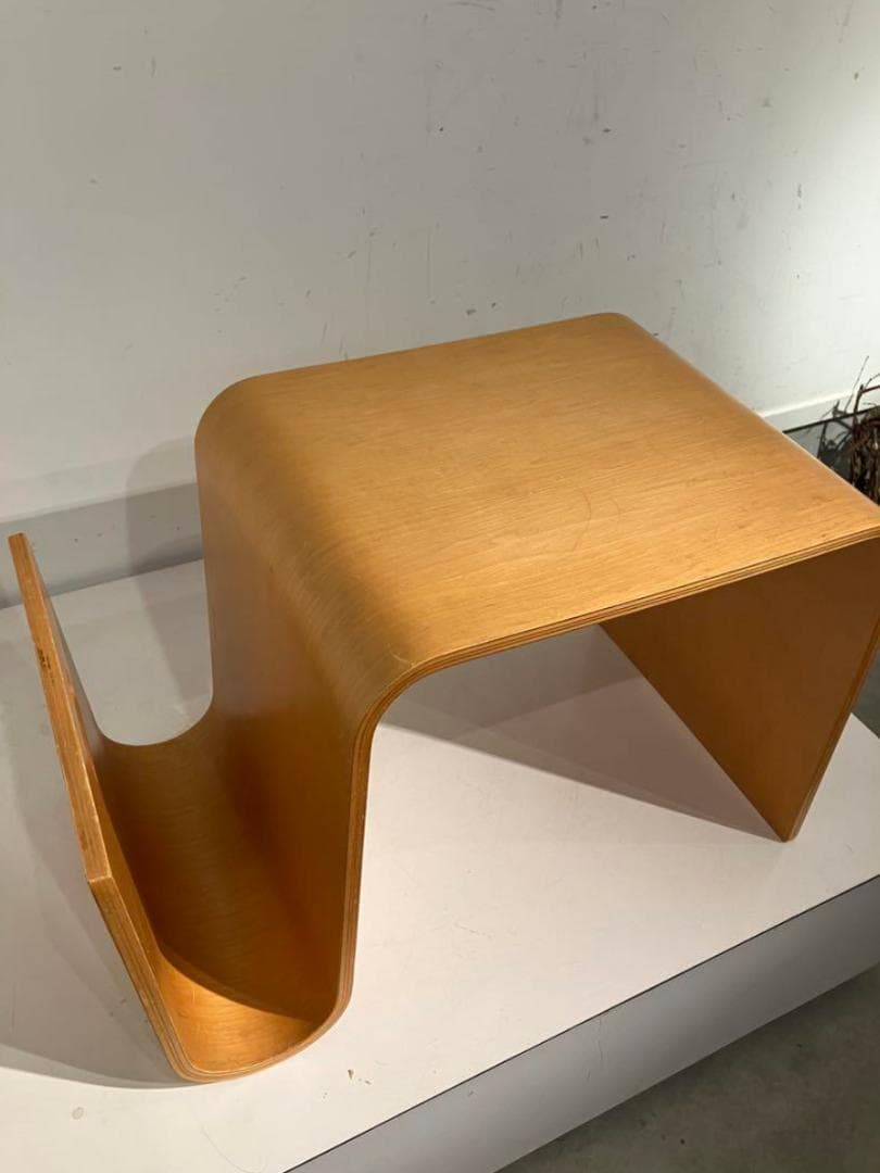 プライウッド、マガジンラック付きサイドテーブル、ミッドセンチュリー、北欧、モダン