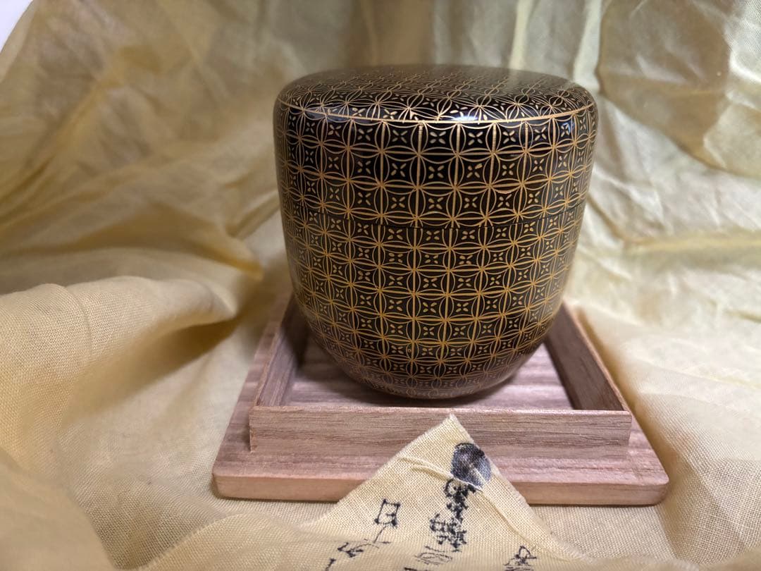 【新品 未使用】　前志芸男　沈金七宝之図　茶道具 棗