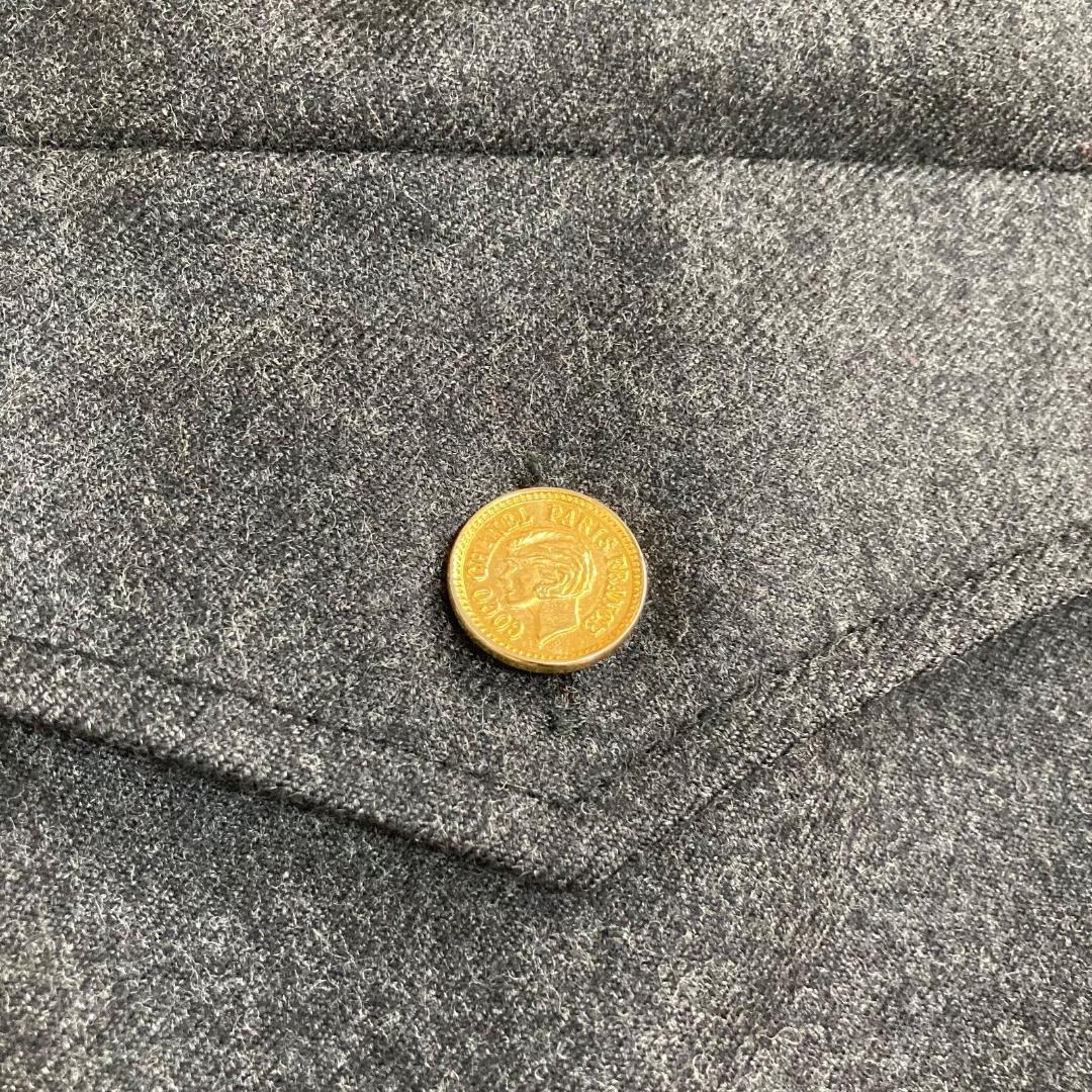 16715✨CHANEL ウール 金ボタン スカート 42 LL グレー