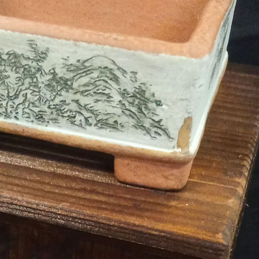 002.【 陶 翠 】春秋 /長方鉢/ミニ盆栽鉢/木箱付き