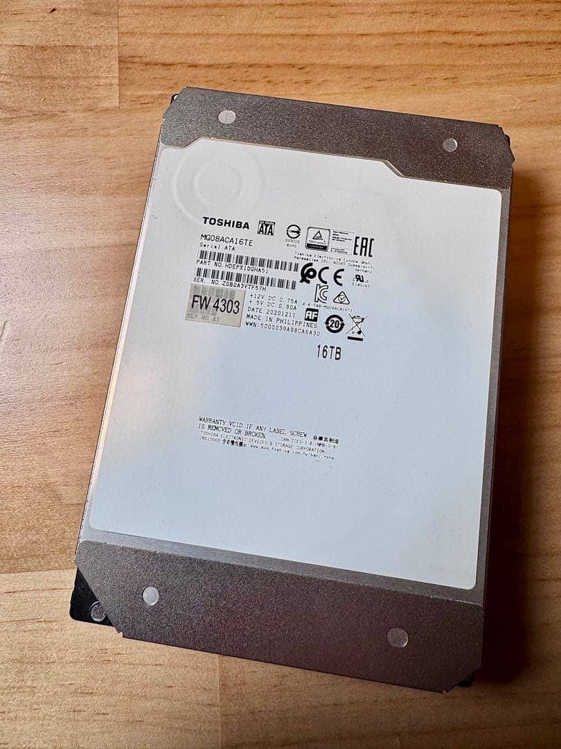 Toshiba 16TB HDD 3.5インチHDD SATA 美品