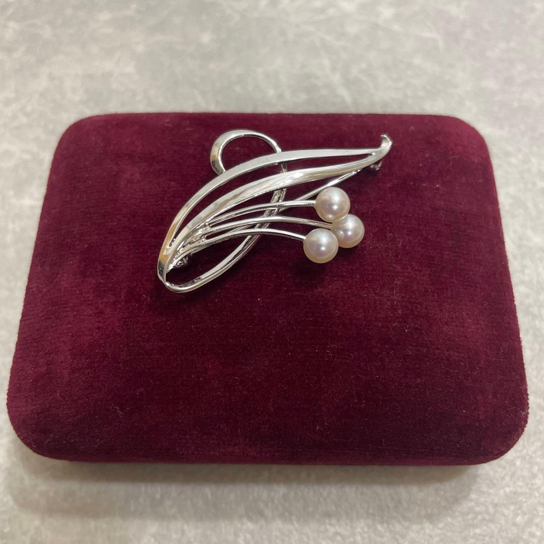 MIKIMOTO ミキモト 真珠 パール シルバー ブローチ