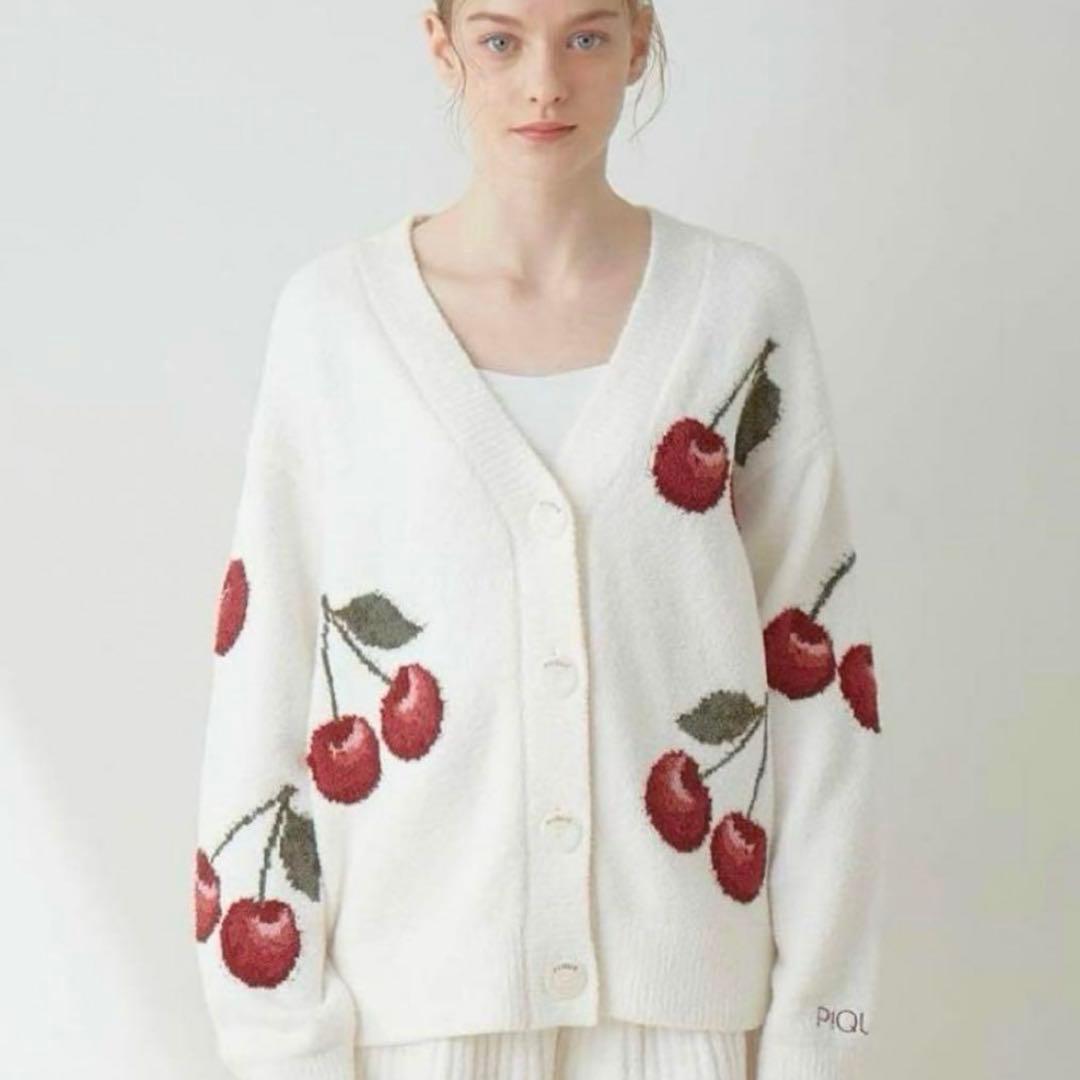 gelato pique チェリーJQDカーディガン ホワイト
