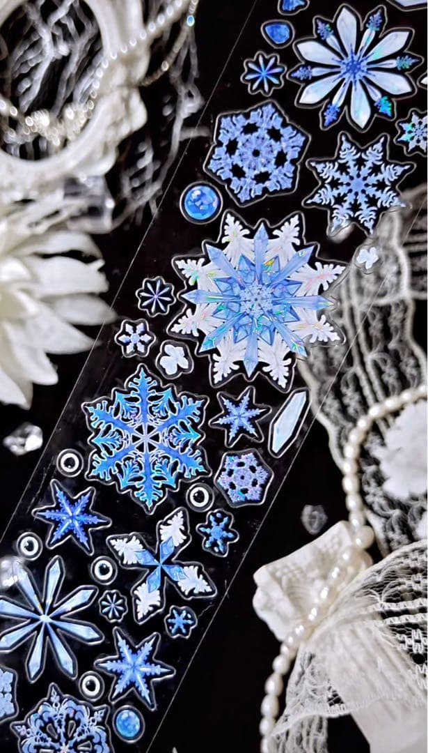 【9378】海外　5m巻　貝殻光カッティングマスキングテープ　雪花　水晶