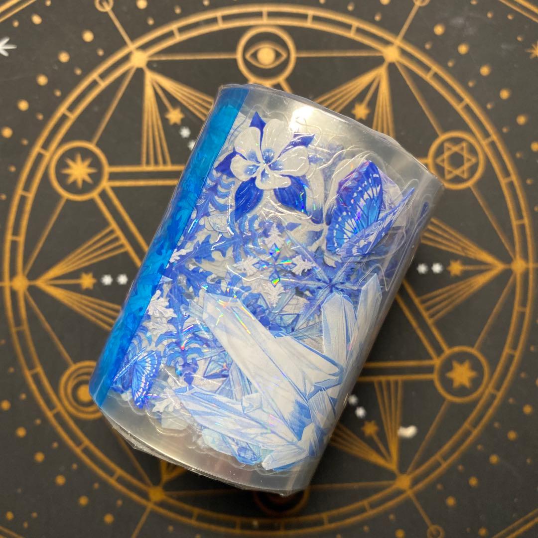 【9378】海外　5m巻　貝殻光カッティングマスキングテープ　雪花　水晶