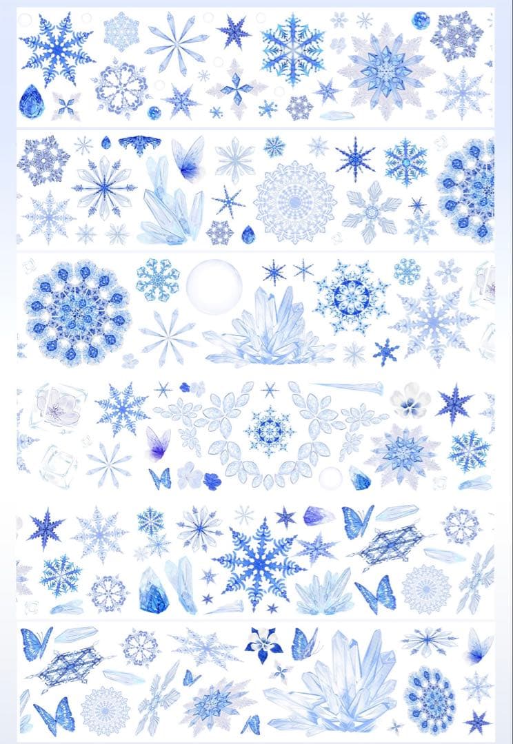 【9378】海外　5m巻　貝殻光カッティングマスキングテープ　雪花　水晶