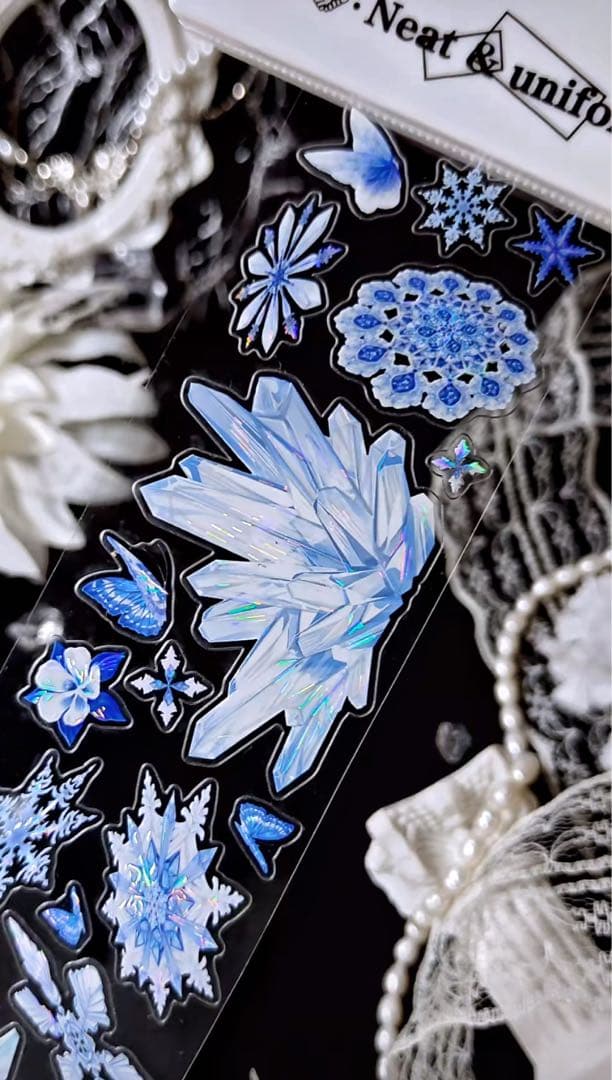 【9378】海外　5m巻　貝殻光カッティングマスキングテープ　雪花　水晶