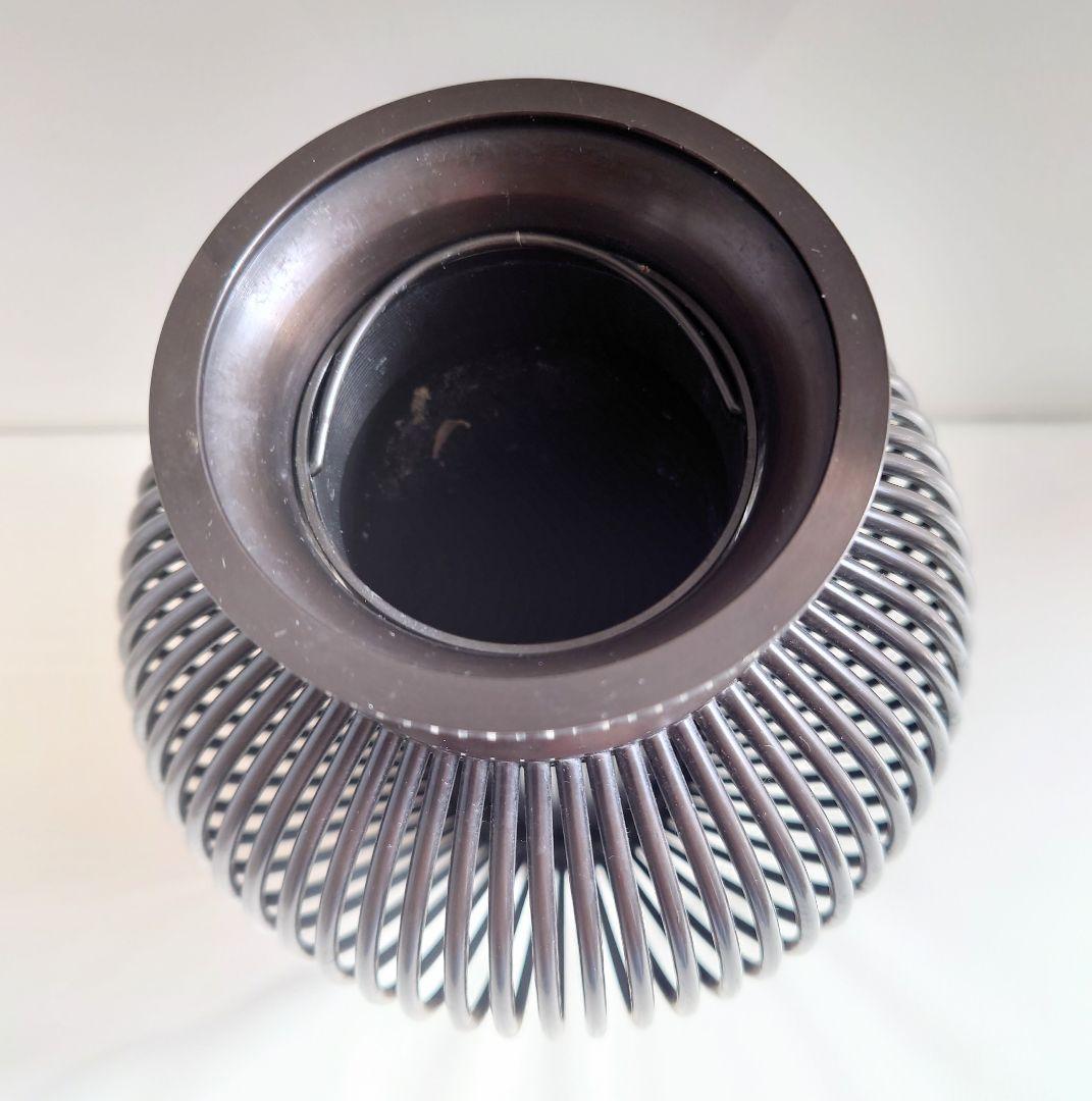 登鴻作　鋳銅　透籠　花瓶　落とし付