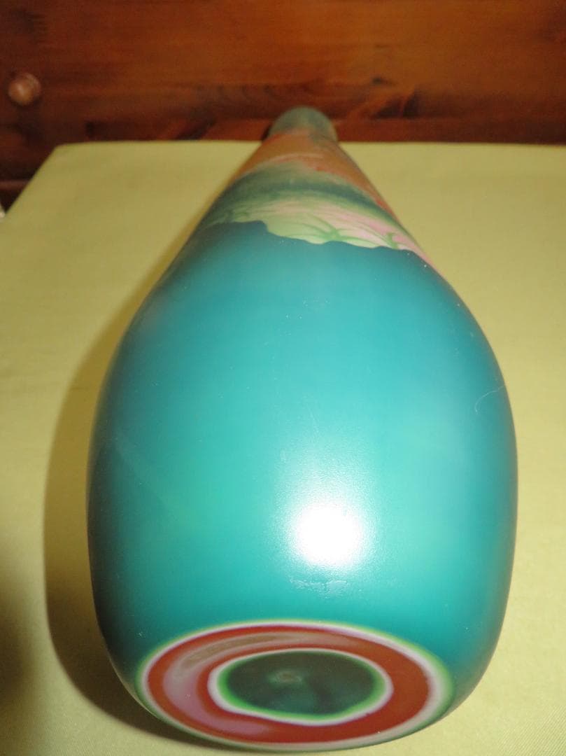 ◆飾り花器　多層被せガラス　酸化腐食彫刻　作者不明◆